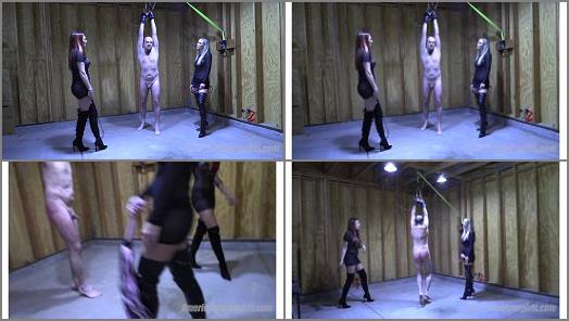 Submissive Slave Training –  THE MEAN GIRLS – Round 2 Geezer Whipping –  Goddess Platinum and Princess Mia