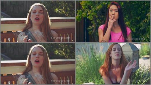 Outdoors – She Smokes – She Smokes 2 –  Lea Hart, Ela Darling, Sage and Jasmine