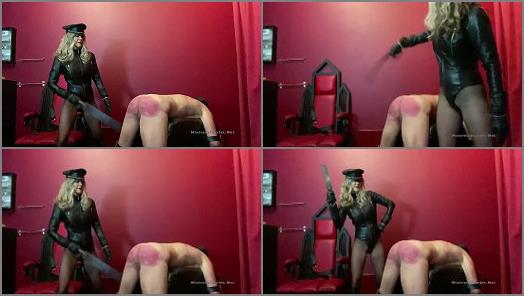 Bruised Bottom – Domina Scarlet starring in video ‘Severe Strapping In Leather’