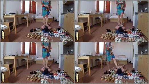 Trampled Sub – Mistress Fatalia (humiliated by shoes) Mutiple shoe trampling and CBT
