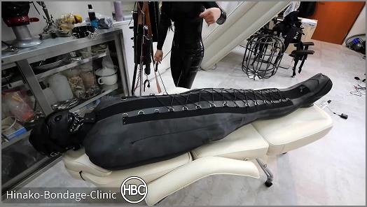 Femdom Stream – Hinako Bondage Clinic – Sub Gets Squeezed Super Tight in Neoprene and Latex Rest Sack by Mistress in Latex Catsuit