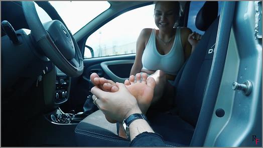 RussianFetish  Tickling hyper sensitive barefoot Mara in the car in summer days  Dont bite my feet and armpits preview