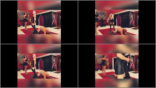 Mistress Whipping Male Slave – Baroness mistress whipping slave: Suna and Davina in action