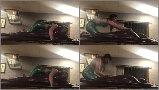 Chastity Humiliation Femdom – GODDESS VIVIENNE L’AMOUR femdon humiliation – Latex Vacuum Bed Teasing, Licking Through The Rubber